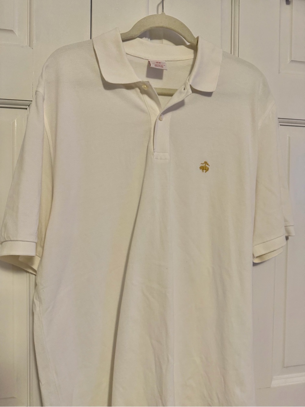 Brooks Brothers White Pique Polo Shirt Men's Large Classic Fit Short Sleeve - Picture 6 of 8